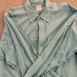 Brooks Brothers Gingham Button Shirt Green/Blue White Mens 19 - 37